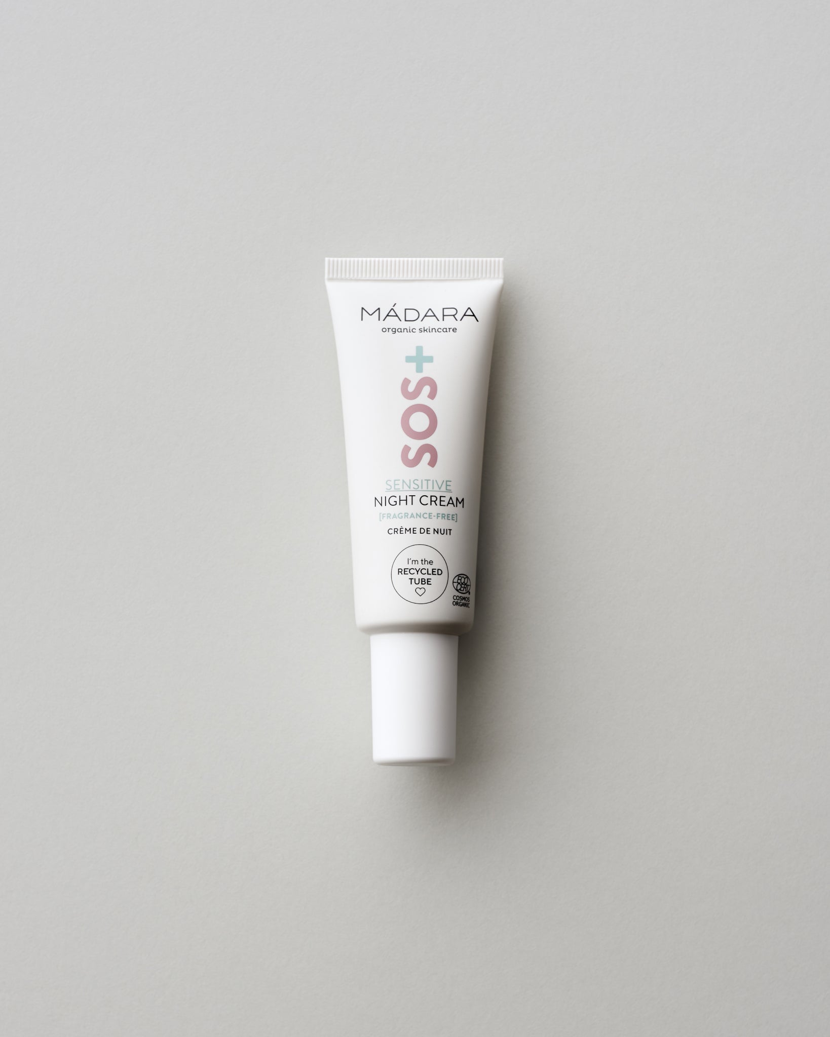 MÁDARA Organic Skincare sos sensitive night cream travel size SM3014 17 face cream product photo on plain background.