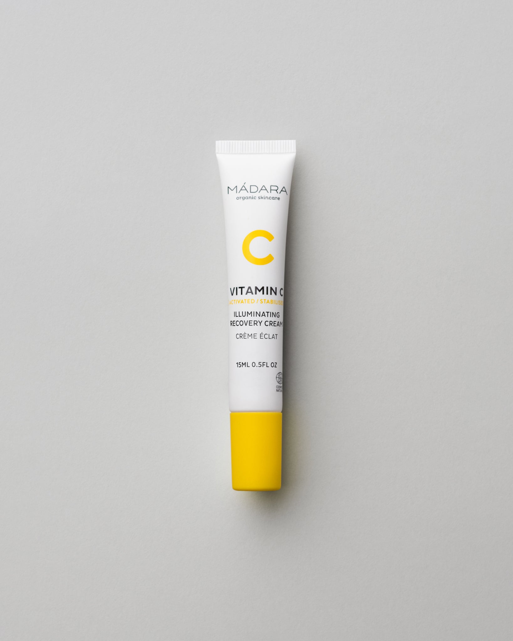 MÁDARA Organic Skincare vitamin c illuminating recovery cream travel size SM3302 15 face cream product photo on plain background.