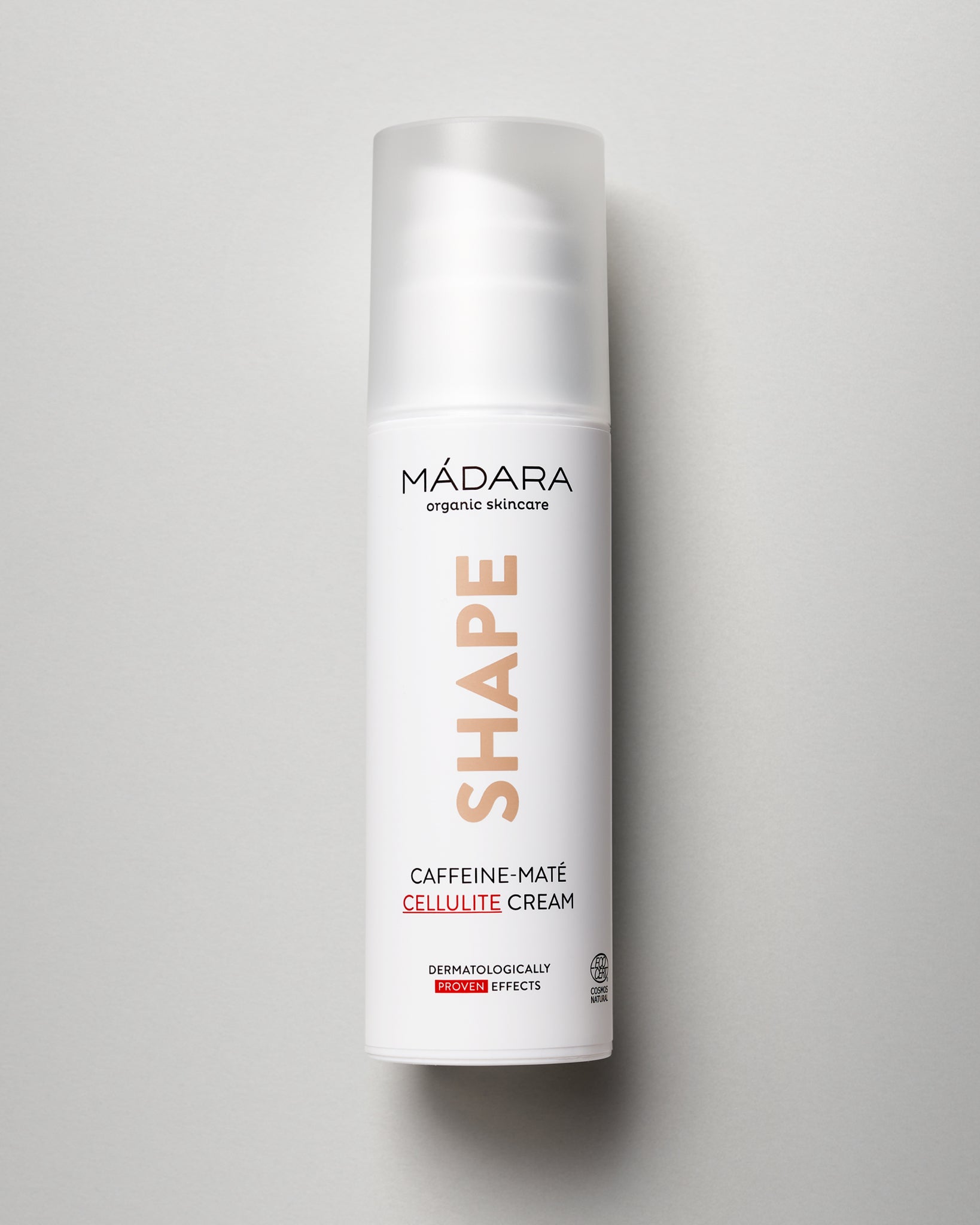 MÁDARA Organic Skincare shape caffeine mate cellulite cream A1152 face cream product photo on plain background.