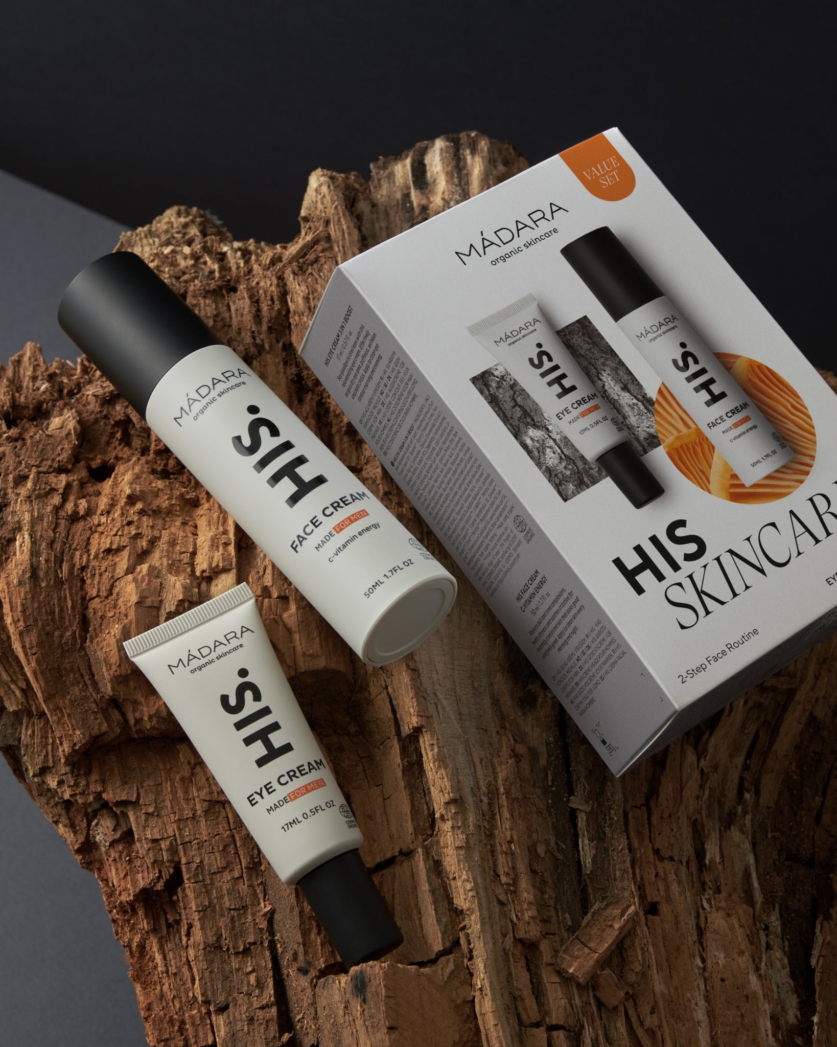 MÁDARA Organic Skincare men skincare duo A0035 product photo on plain background.