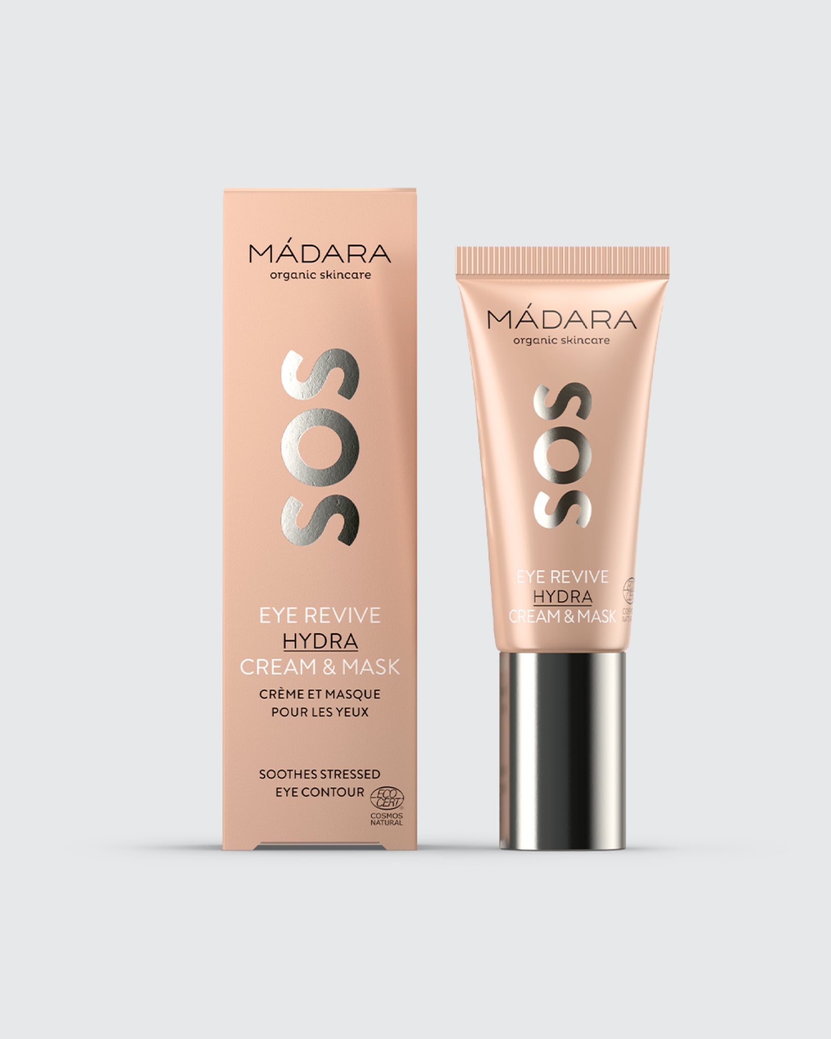 MÁDARA Organic Skincare eye cream and mask 20ml A3031 face cream product photo on plain background.