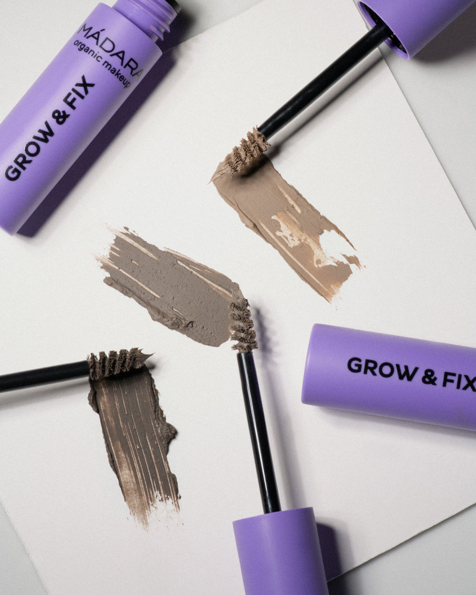 MÁDARA Organic Skincare grow and fix brow booster shades A6703 product photo on plain background.